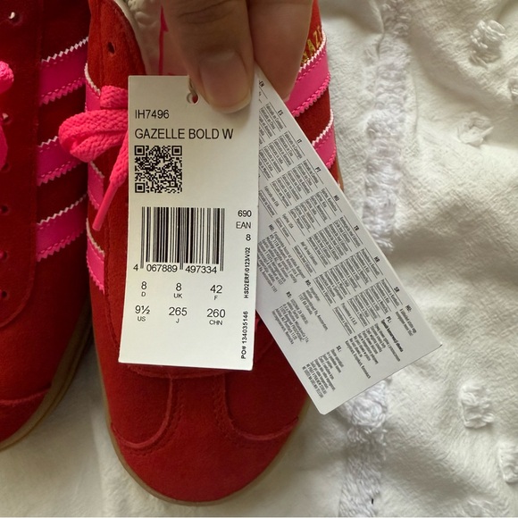 2024 ADIDAS GAZELLE BOLD COLLEGIATE RED LUCID PINK WOMENS - Picture 8 of 14